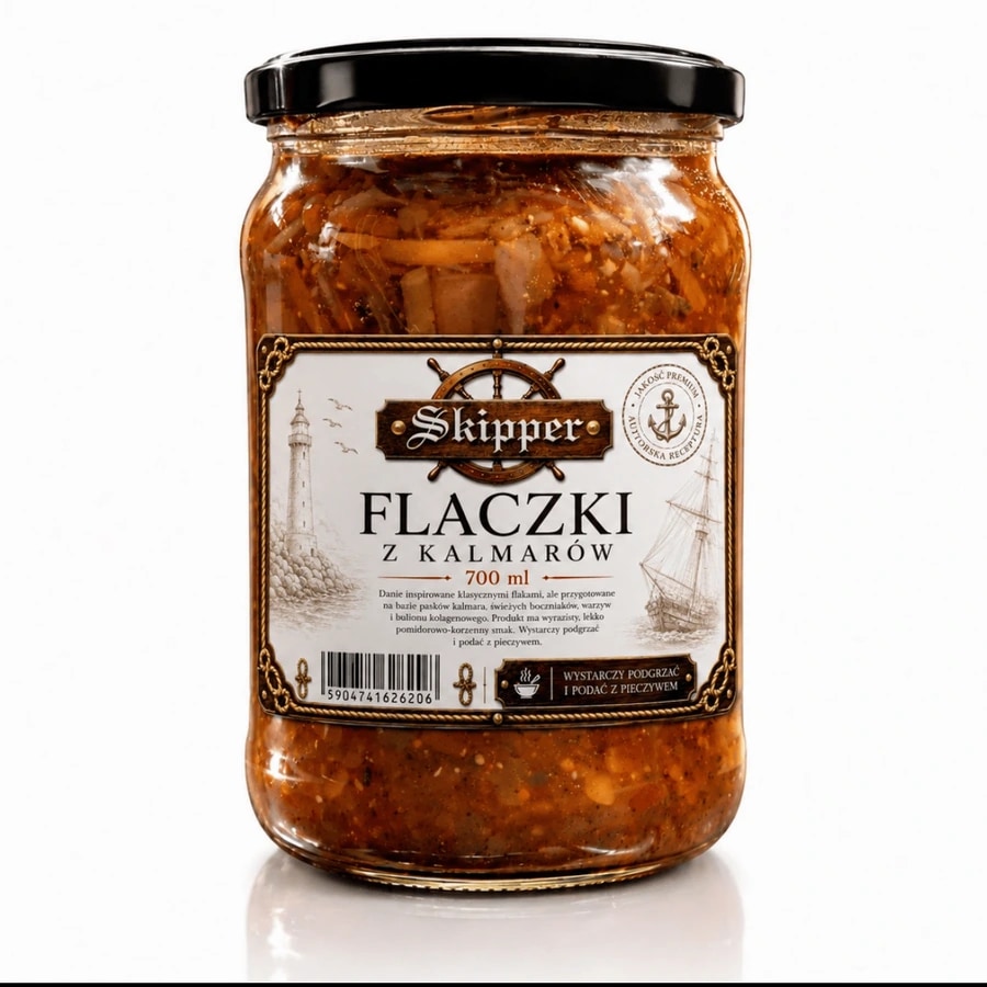 Flaczki z kalmarów 700 ml w słoiku – Skipper Delikatesy