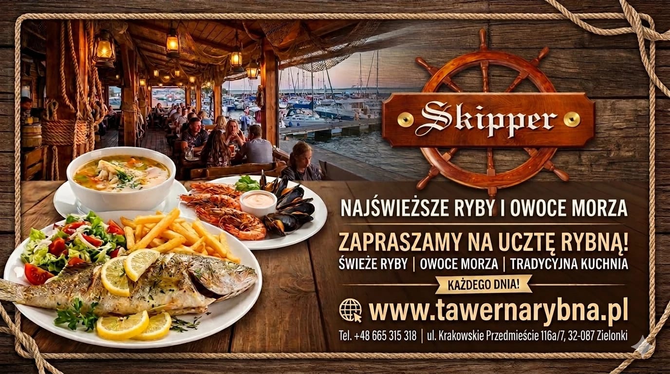 Dania rybne i wnętrze Tawerny Rybnej Skipper